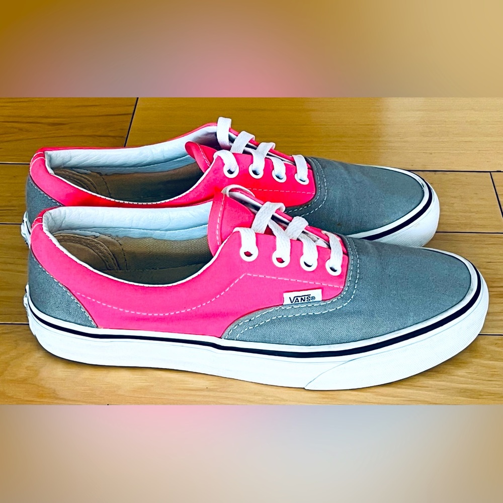 Vans Neon Pink and Gray Sneakers, MENS SIZE 6, GOOD USED CLEAN CONDITION
